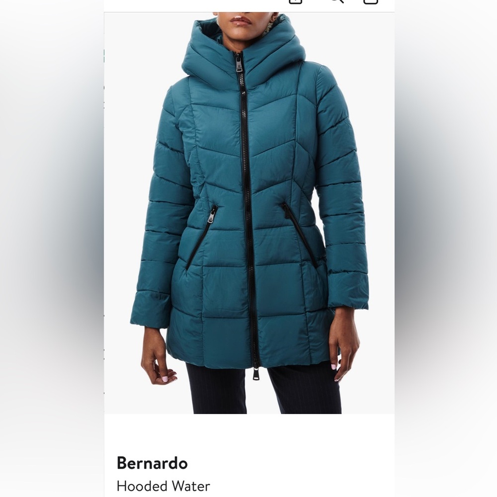 Bernardo Teal Hooded Puffer Coat